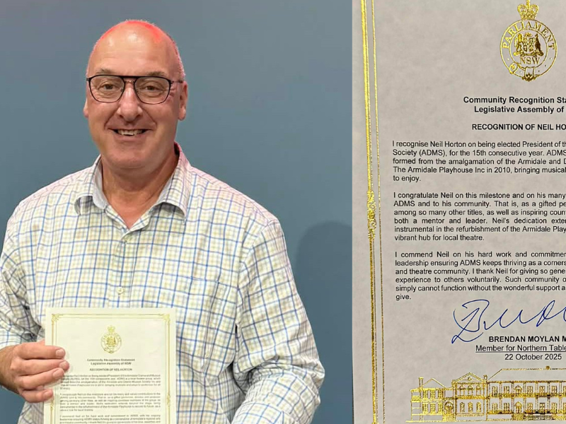 15 years of leadership: Neil Horton honoured for service to local theatre